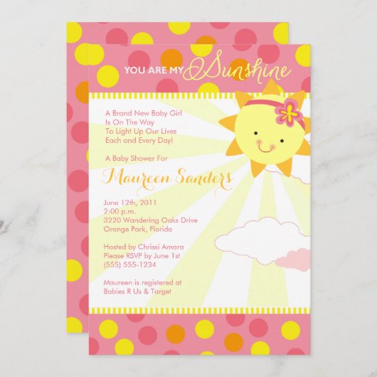 Je bent mijn Sunshine Baby Shower-uitvindingen - M Kaart (Voorkant / Achterkant)