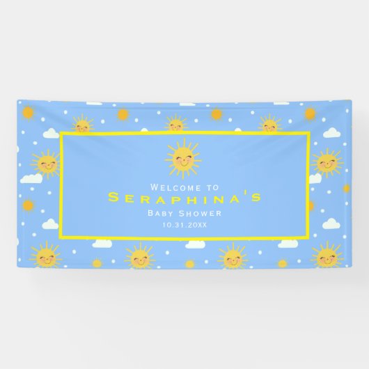 Je bent mijn Sunshine Blue & Yellow Baby shower Spandoek (Horizontaal)