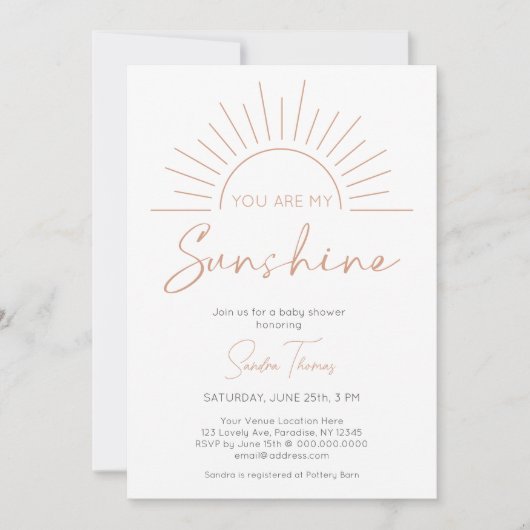 Je bent mijn Sunshine Boho Baby shower uitnodiging (Voorkant)