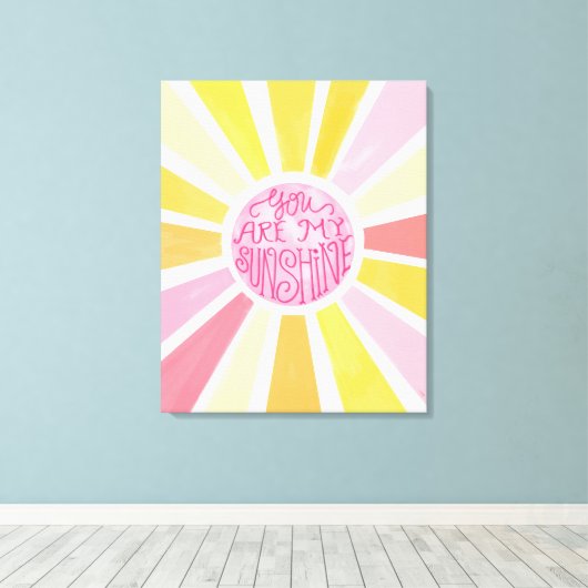 Je bent mijn Sunshine Bright Waterverf Baby Gift Canvas Afdruk (Insitu (Houten vloer))
