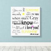 Je bent mijn Sunshine Canvas Word Art (Insitu (Houten vloer))