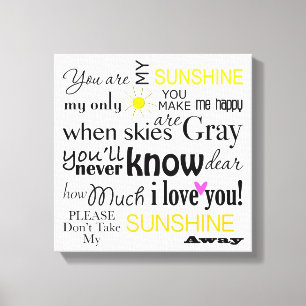 Je bent mijn Sunshine Canvas Word Art