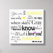 Je bent mijn Sunshine Canvas Word Art Afdruk (Voorkant)