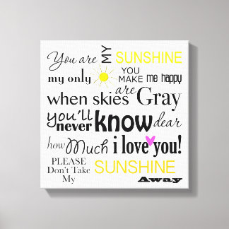 Je bent mijn Sunshine Canvas Word Art Afdruk