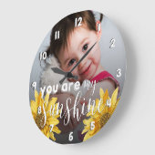 Je bent mijn Sunshine Cute Yellow Sunflower Foto Grote Klok (Hoek)