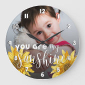 Je bent mijn Sunshine Cute Yellow Sunflower Foto Grote Klok (Voorkant)