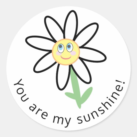 Je bent mijn Sunshine CuteHappy Daisy Flower Stick Ronde Sticker (Voorkant)