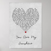 Je bent mijn Sunshine Grey Heart Song Lyric Print (Voorkant)