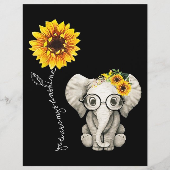 Je bent mijn Sunshine Hippie Sunflower Elephant Briefhoofd (Voorkant)