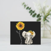 Je bent mijn Sunshine Hippie Sunflower Elephant Feestdagenkaart (Staand voorkant)