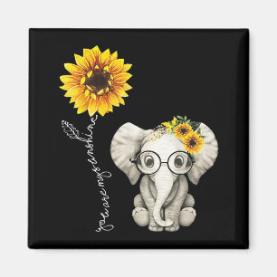 Je bent mijn Sunshine Hippie Sunflower Elephant Gi Magneet