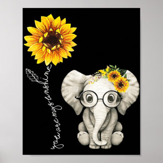 Je bent mijn Sunshine Hippie Sunflower Elephant Gi Poster