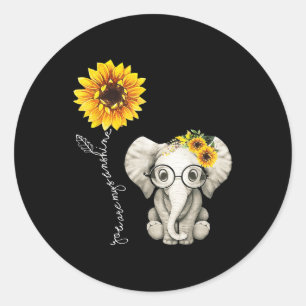 Je bent mijn Sunshine Hippie Sunflower Elephant Gi Ronde Sticker