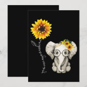 Je bent mijn Sunshine Hippie Sunflower Elephant Kaart (Voorkant / Achterkant)