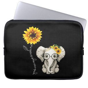 Je bent mijn Sunshine Hippie Sunflower Elephant Laptop Sleeve