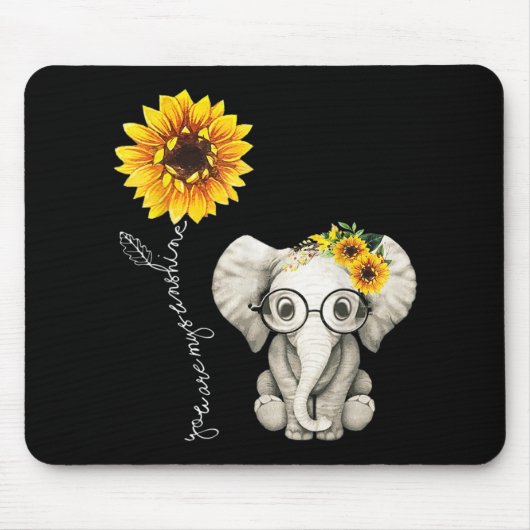 Je bent mijn Sunshine Hippie Sunflower Elephant Muismat (Voorkant)