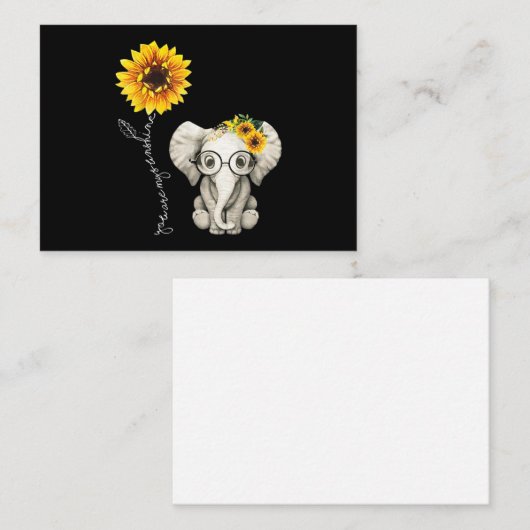Je bent mijn Sunshine Hippie Sunflower Elephant Notitiekaartje (Voorkant / Achterkant)