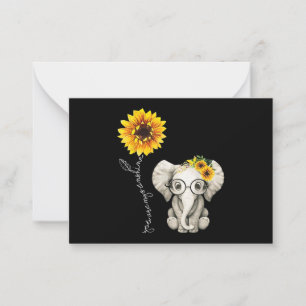 Je bent mijn Sunshine Hippie Sunflower Elephant Notitiekaartje