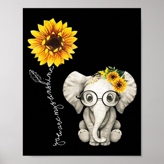 Je bent mijn Sunshine Hippie Sunflower Elephant Poster (Voorkant)