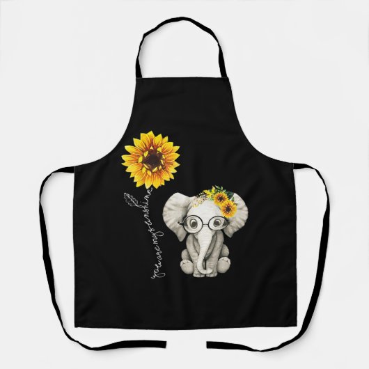 Je bent mijn Sunshine Hippie Sunflower Elephant Schort (Voorkant)