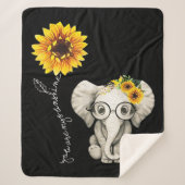 Je bent mijn Sunshine Hippie Sunflower Elephant Sherpa Deken (Voorkant)