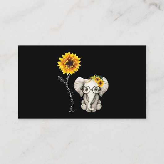 Je bent mijn Sunshine Hippie Sunflower Elephant Visitekaartje (Voorkant)