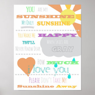 Je bent mijn Sunshine Poster 11 x 14 inch