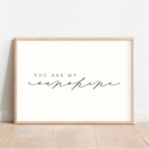 Je bent mijn Sunshine Script Nursery Decor Poster