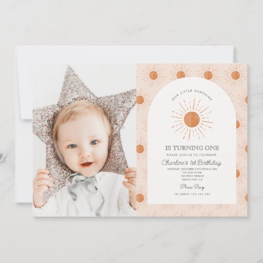 Je bent mijn Sunshine Sun Retro Minimal 1e verjaar Kaart (Voorkant)