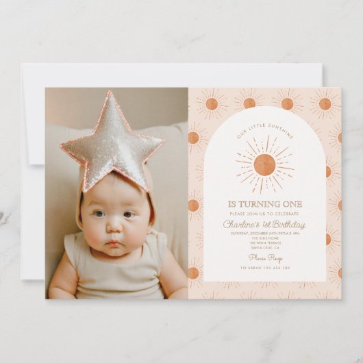 Je bent mijn Sunshine Sun Retro Minimal 1e verjaar Kaart (Voorkant)