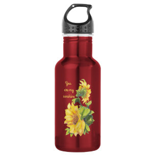 Je bent mijn Sunshine Sunflower Flower Quote Waterfles