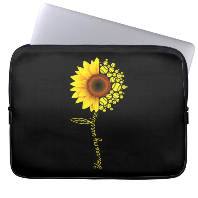 Je bent mijn Sunshine Sunflower Softball Laptop Sleeve (Voorkant)