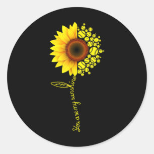 Je bent mijn Sunshine Sunflower Softball Ronde Sticker
