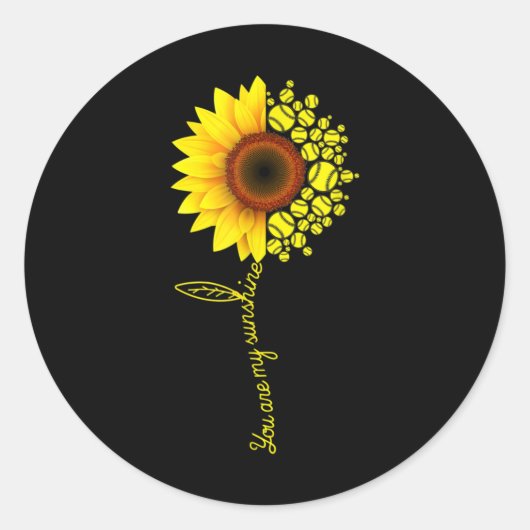 Je bent mijn Sunshine Sunflower Softball Ronde Sticker (Voorkant)