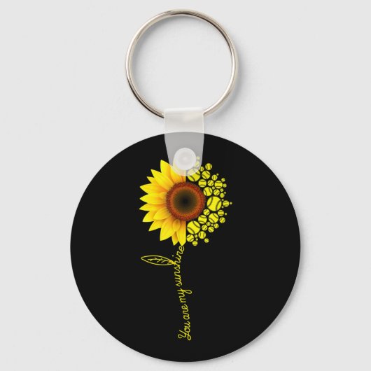 Je bent mijn Sunshine Sunflower Softball Sleutelhanger (Voorkant)
