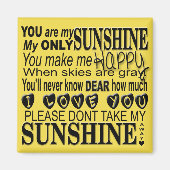 Je bent mijn Sunshine Typografie Magneet (Voorkant)