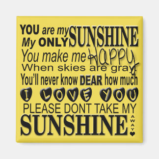 Je bent mijn Sunshine Typografie Magneet