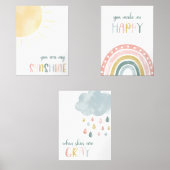 Je bent mijn Sunshine Waterverf Wall Art Graphic Muurkunst Sets (Voorkant)