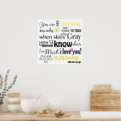 Je bent mijn Sunshine Word Art Poster (Keuken)