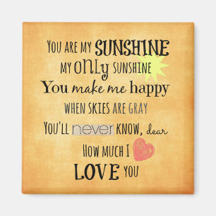 Je bent mijn Sunshine Word Art Typografie Magneet