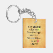 Je bent mijn Sunshine Word Art Typografie Sleutelhanger (Voorkant Links)