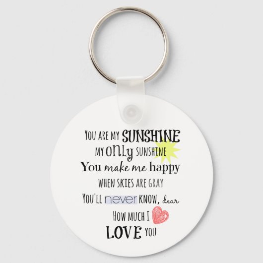 Je bent mijn Sunshine Word Art Typografie Sleutelhanger (Voorkant)