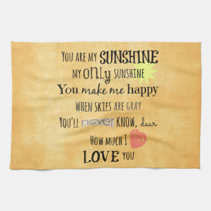 Je bent mijn Sunshine Word Art Typografie Theedoek