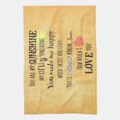 Je bent mijn Sunshine Word Art Typografie Theedoek (Verticaal)