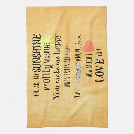 Je bent mijn Sunshine Word Art Typografie Theedoek (Verticaal)