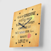 Je bent mijn Sunshine Word Art Typografie Vierkante Klok (Hoek)