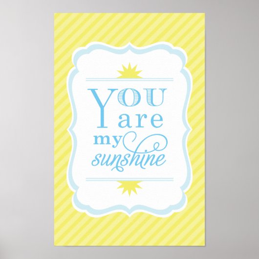 Je bent mijn Sunshine Yellow en Sky Blue Nursery Poster (Voorkant)