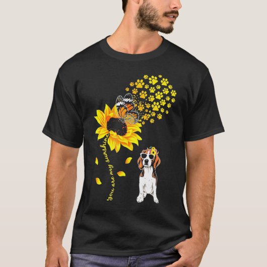 Je bent mijn Sunshine Zonnebloem Beagle voor Manne T-shirt (Voorkant)