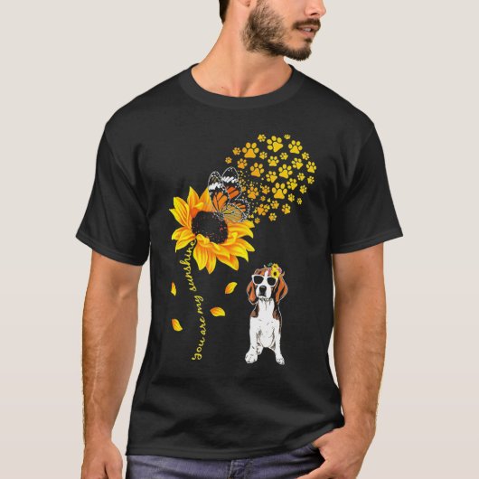 Je bent mijn Sunshine Zonnebloem Beagle voor Manne T-shirt (Voorkant)