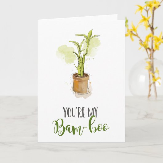 Je bent mijn trouwdag met bamboe kaart (Gele Bloem)